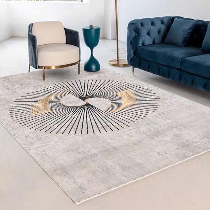 Brown Modern Rug Polyester Striped Rug Washable Indoor Rug for Living Room