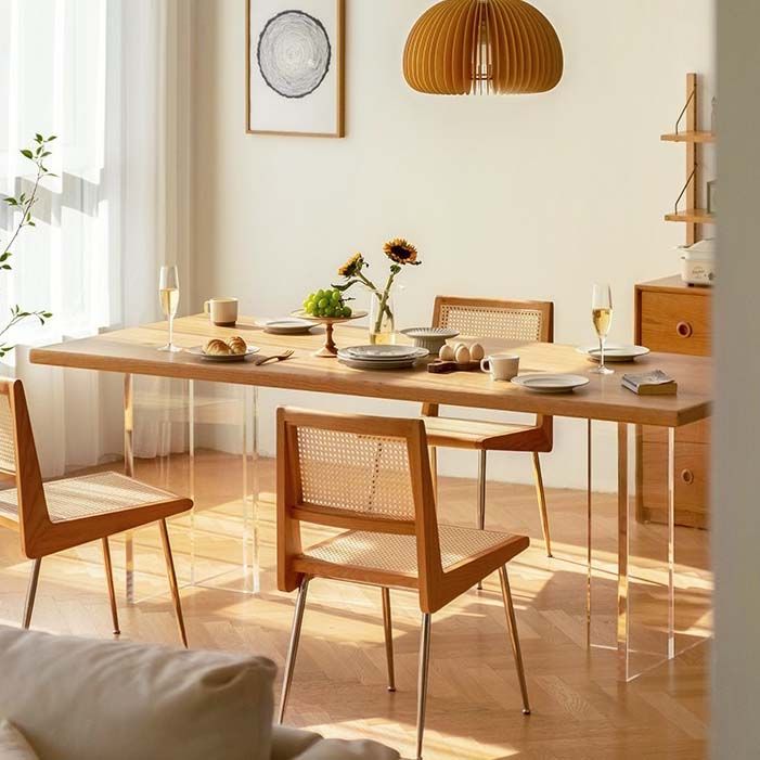 Modern Double Pedestal Dining Table Wood Table for Dining Room Kitchen