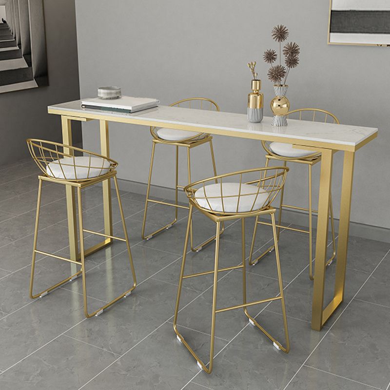 Faux Marble Table Modern Style Bistro Bar Table with Sled Base