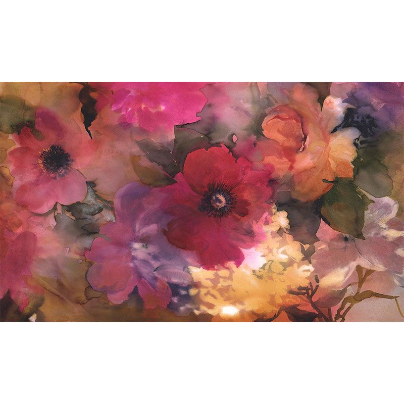 Natural Color Blossoming Flower Mural Moisture-Resistant Wall Art for Guest Room Decor