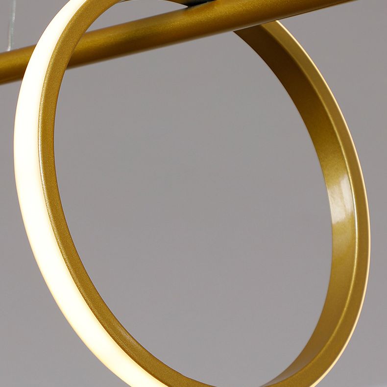 Modern Minimalism Linear Island Pendant Lighting LED Metal  Ring Island Ceiling Light for Living Room