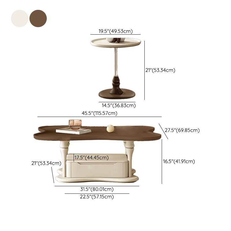 Modern Wood Coffee Table No Distressing Bunching Tables with Storage Drawers