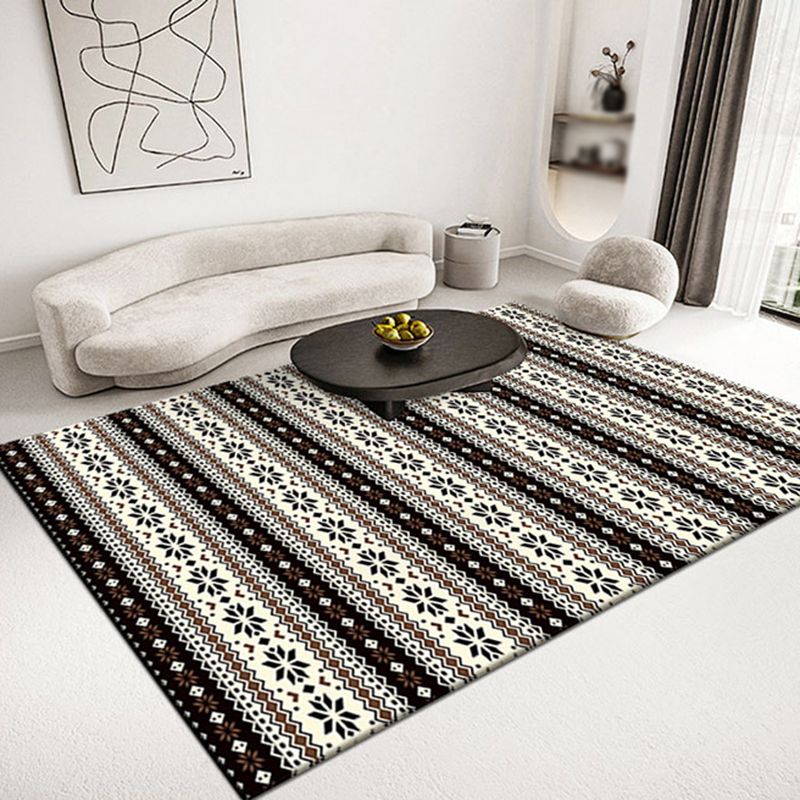 Navy Living Room Area Rug Bohemian Americana Print Carpet Anti-Slip Backing Rug