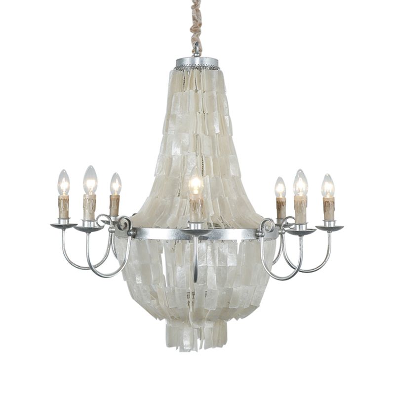 Chrome Empire Shape Chandelier Light Traditional Shell 8 LIMES DU PLAFICATION DU RABLÈTE