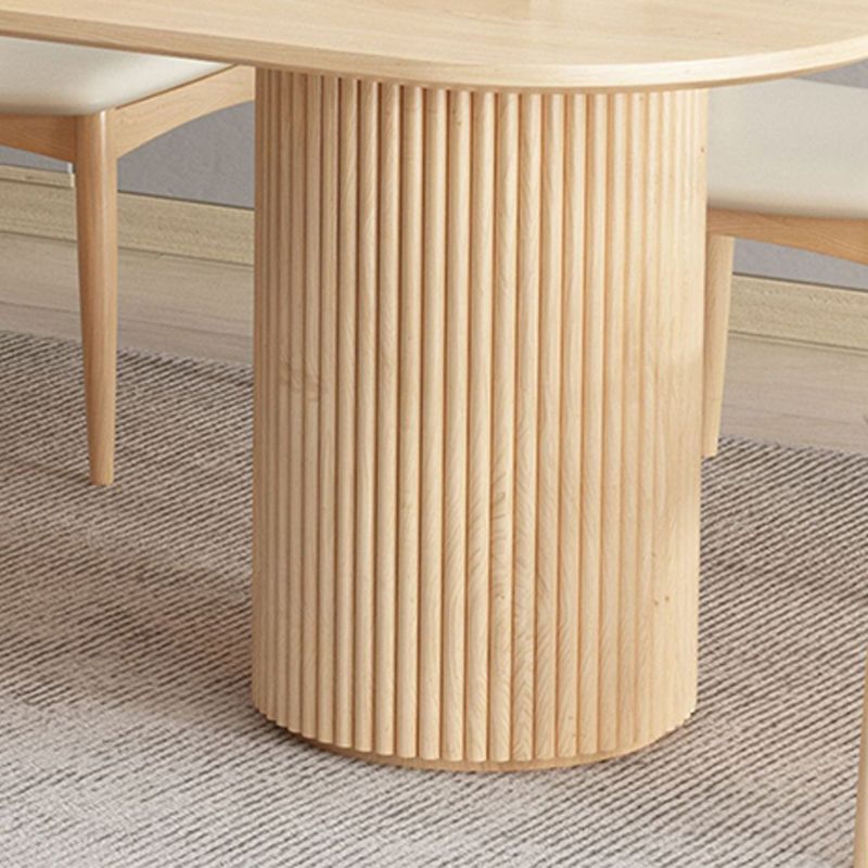 Modern Double Pedestal Table Oval Wood Dining Table for Home Kitchen