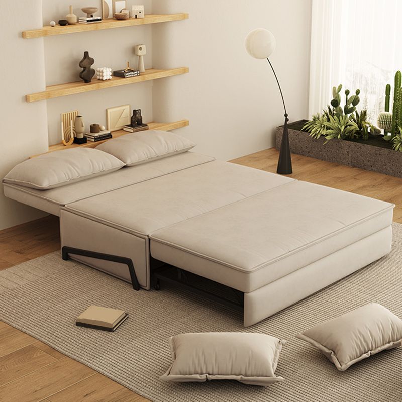 Contemporary Faux Leather Sleeper Sofa Upholstered Armless Sofa Bed