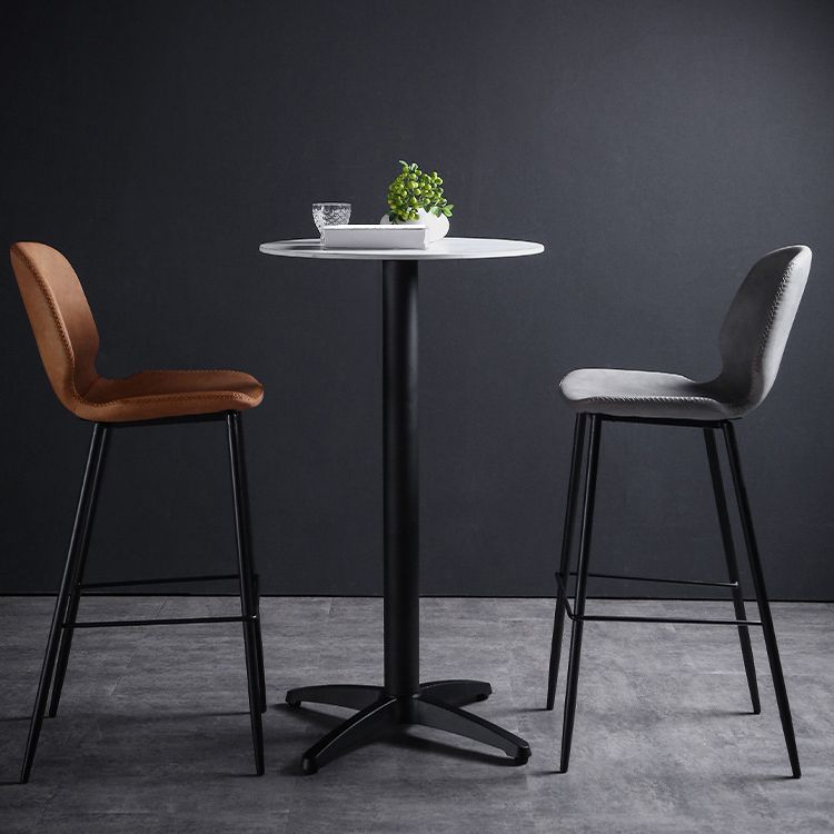Scandinavian Metal Stool Faux Leather Upholstered Counter Stool Home