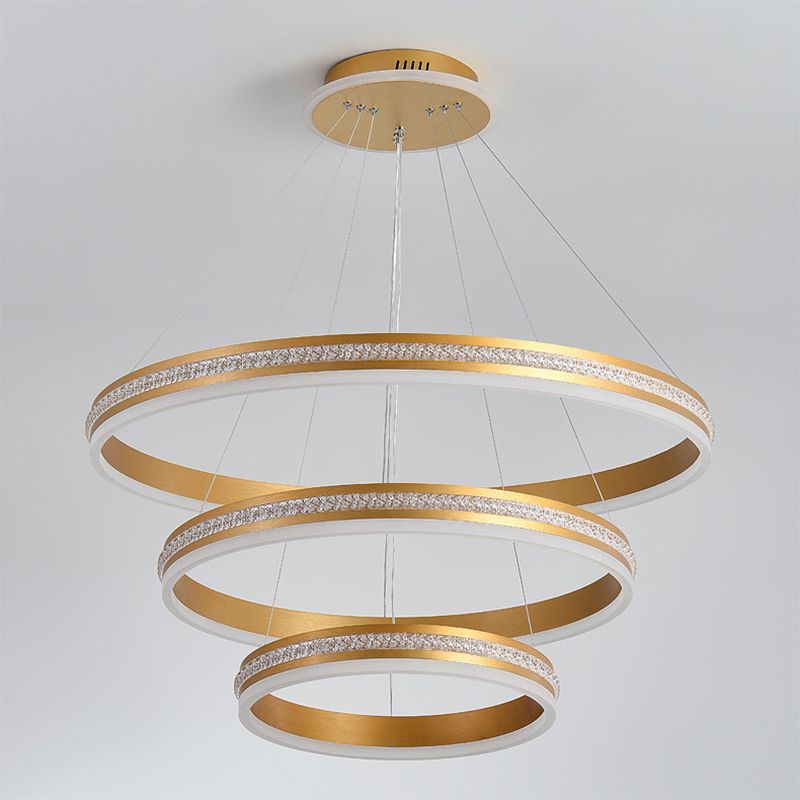 Minimalistische stijlniveaus Kroonluchter verlichting Acryl -salon LED Ring Suspensie Licht armatuur