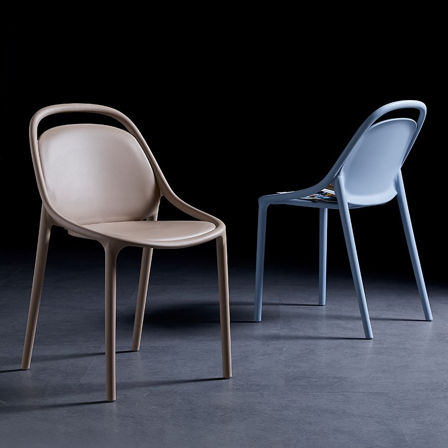 Contemporary Style Stackable Dining Chair Plastic Open Back Side Chair