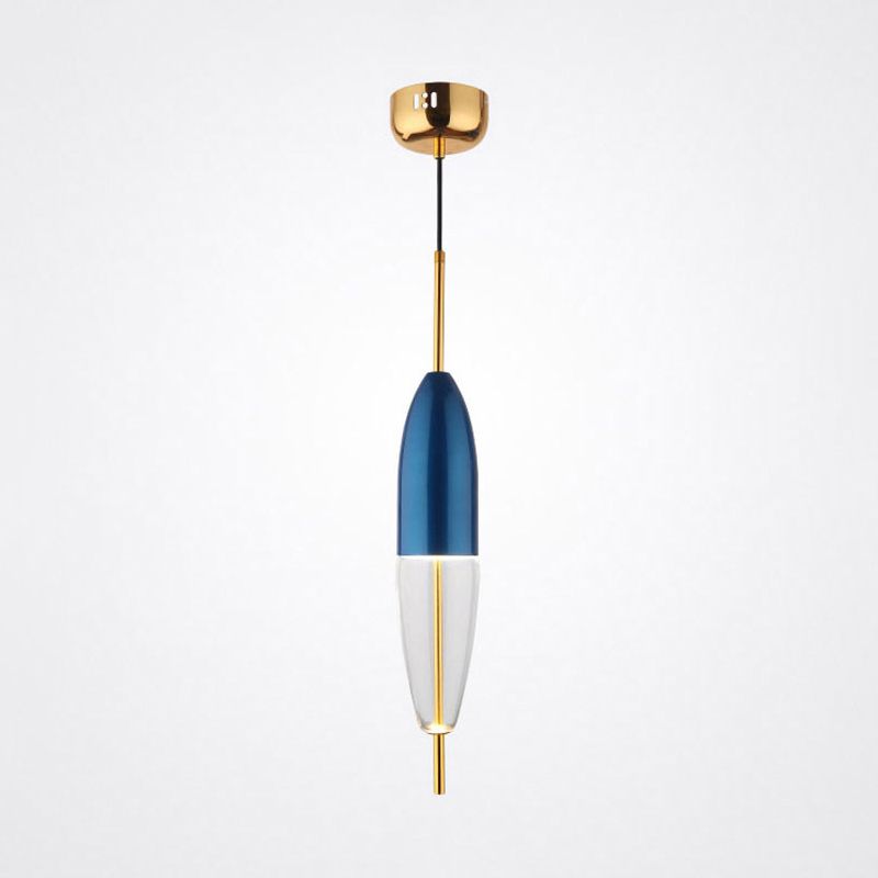 Blauwe pot hangen hanger postmodern 1-licht aluminium plafondlicht met bodem heldere glazen schaduw
