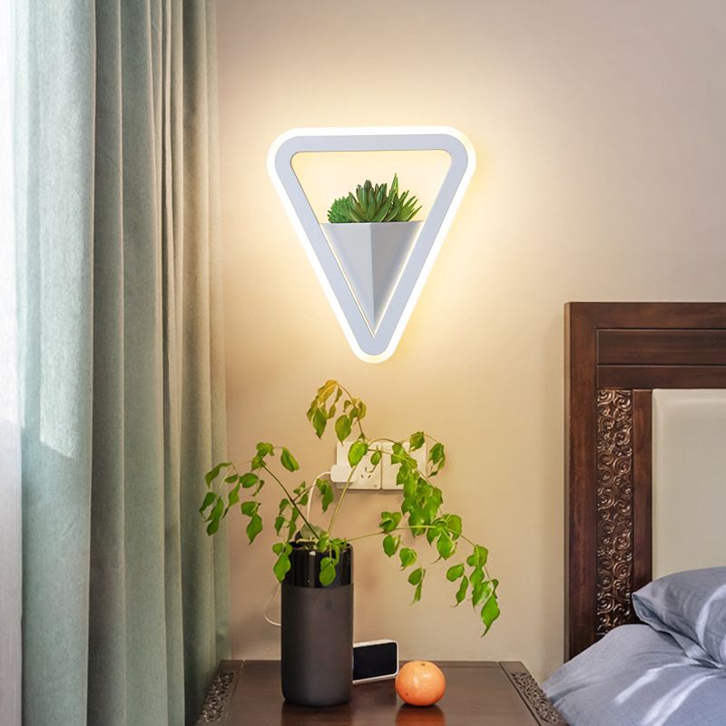 LED Triangle Shape Wall Mount Lamp Acrylic Shade Contemporary Plant Sconces for Living