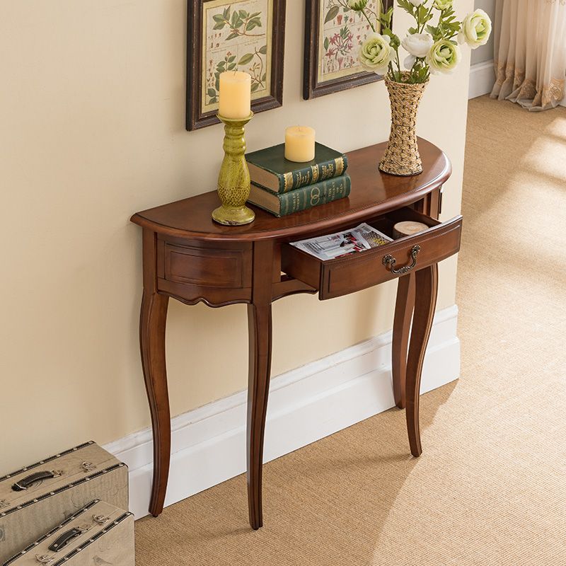 Victorian Wood Console Table Brown Console Sofa Table for Hall