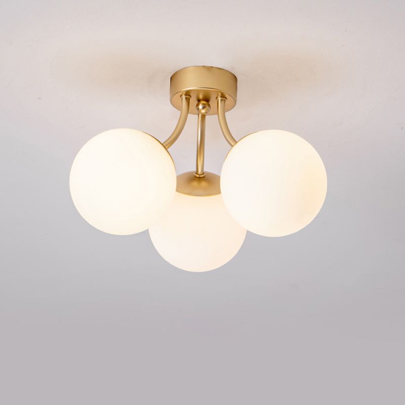 Nordic Modern Minimalist Glass Flush Mount Lamp with Glass Shade for Living Room
