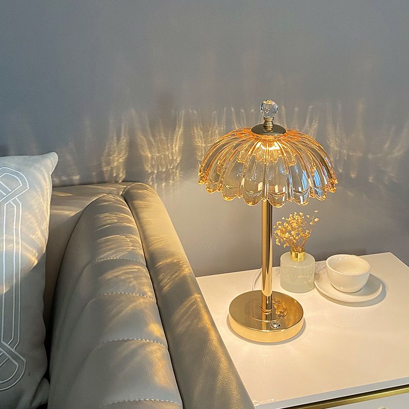 Modern Minimalist Style Dome Nightstand Lamp Glass 1 Light Table Lamp for Bedroom