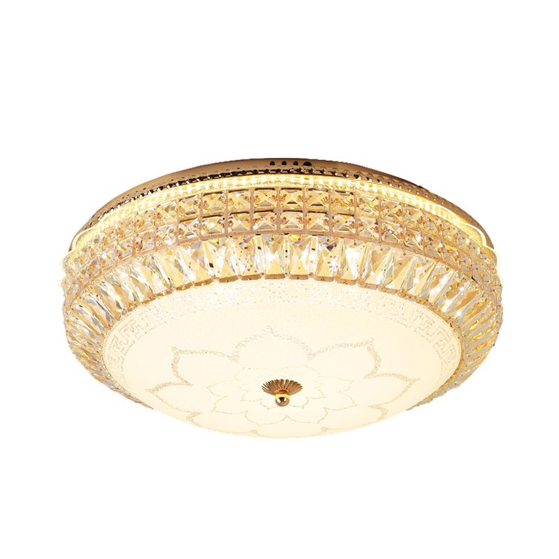 Runde facettierte Kristall Flush Mount Beleuchtung Modernistische LED Gold Flushmount Lampe für Wohnzimmer