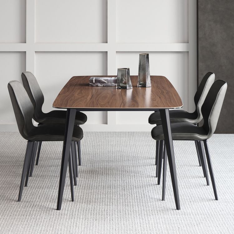 Mesa industrial de piedra sinterizada para restaurante, mesa de comedor rectangular con 4 patas de metal