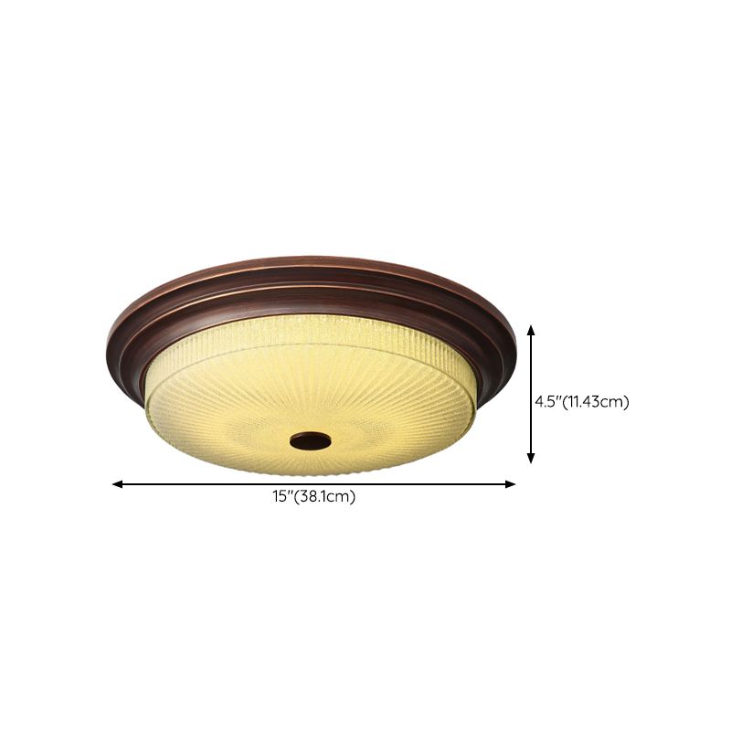 American Style Ceiling Light Circle Shape Ceiling Lamp with Glass Shade for Living Room