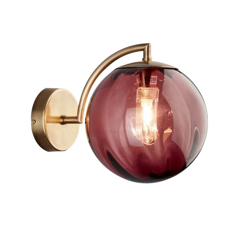 Metal Wall Sconce Ball Shape Modern Vanity Lamp with Glass Shade for Bathroom