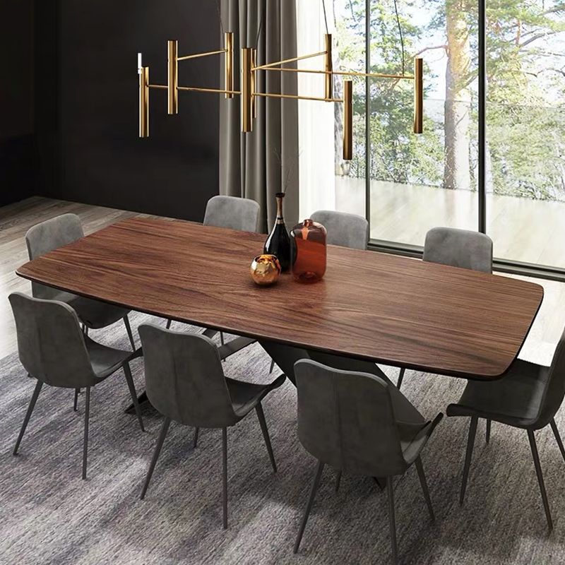 Industrial Dining Table with Solid Wood Top Rectangle Dining Table for Kitchen