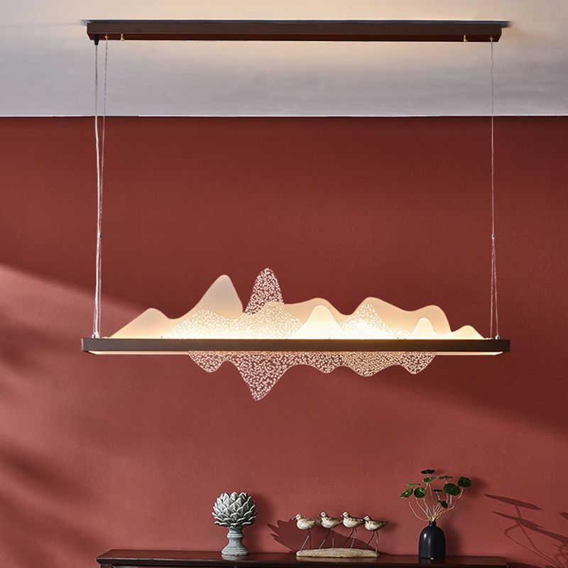 Black Metal Island Lightsing Lámpara de colgantes LED de restaurante moderno con sombra acrílica