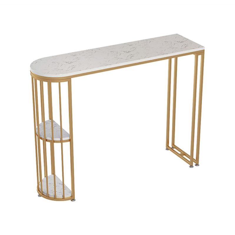 Glam Style Gold Iron Bar Table 41.3"H Marble White Top Bistro Table for Living Room