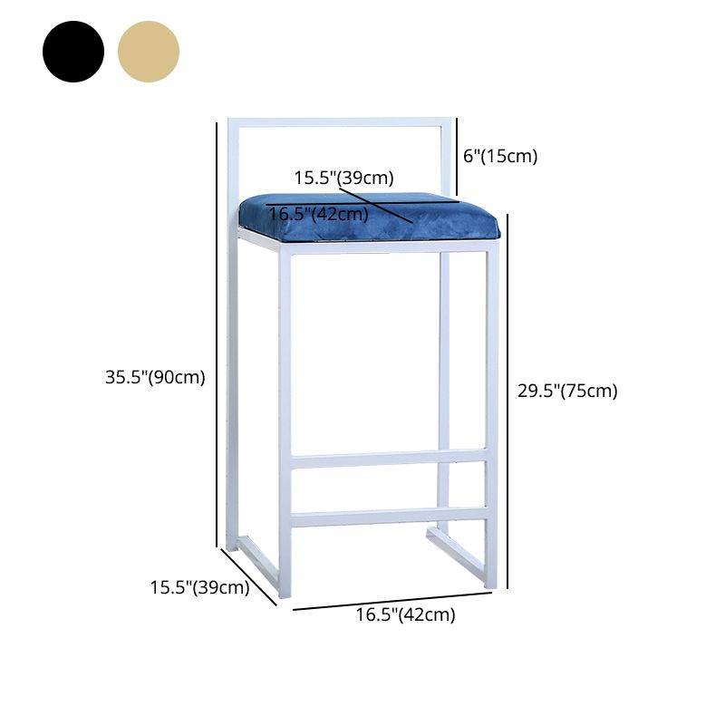 Taburete de bar de metal de estilo moderno con reposapiés y taburete de bar con respaldo bajo para cocina