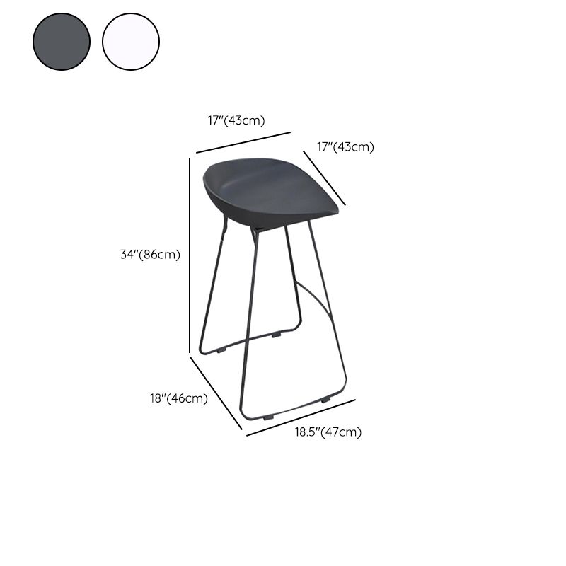 Contemporary Plastic Bar Stool Armless Dining Stool with Footrest