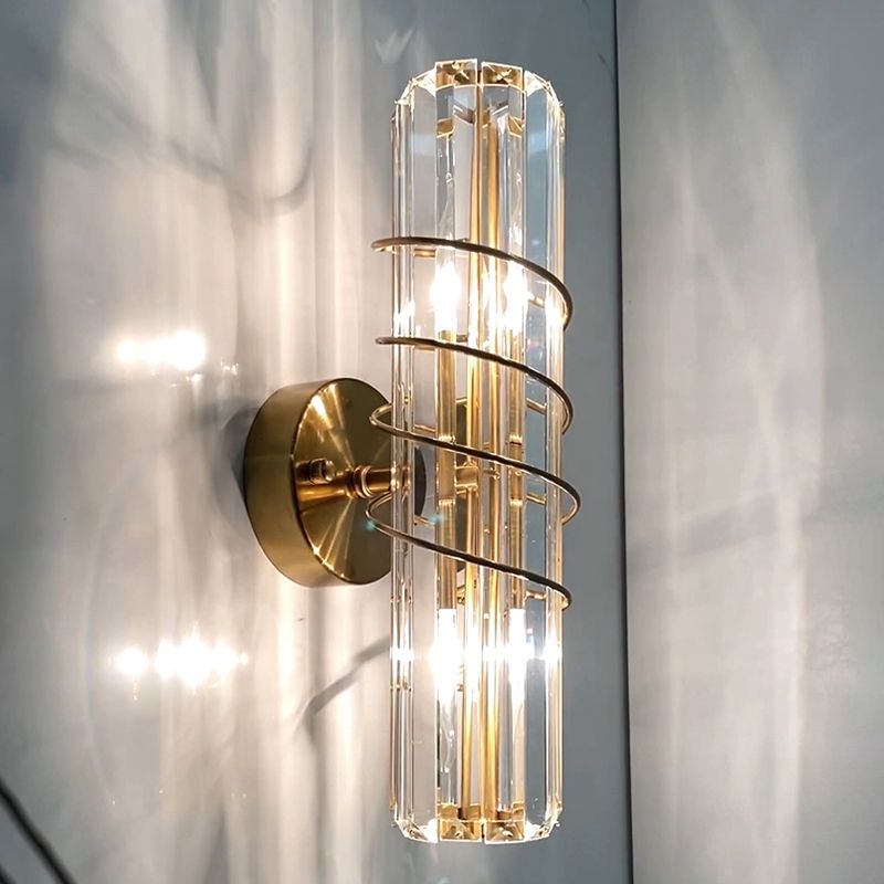 Postmodern Style Crystal Wall Sconce Light Living Room Hallway Wall Lamp in Gold