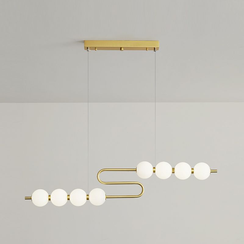 Modern Style Spherical Shape Island Lights Glass 8 Light Island Lighting in Gold