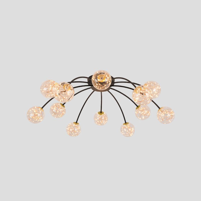 Lámpara de techo redondo de vidrio lámpara de montaje semi rasciquete led simple