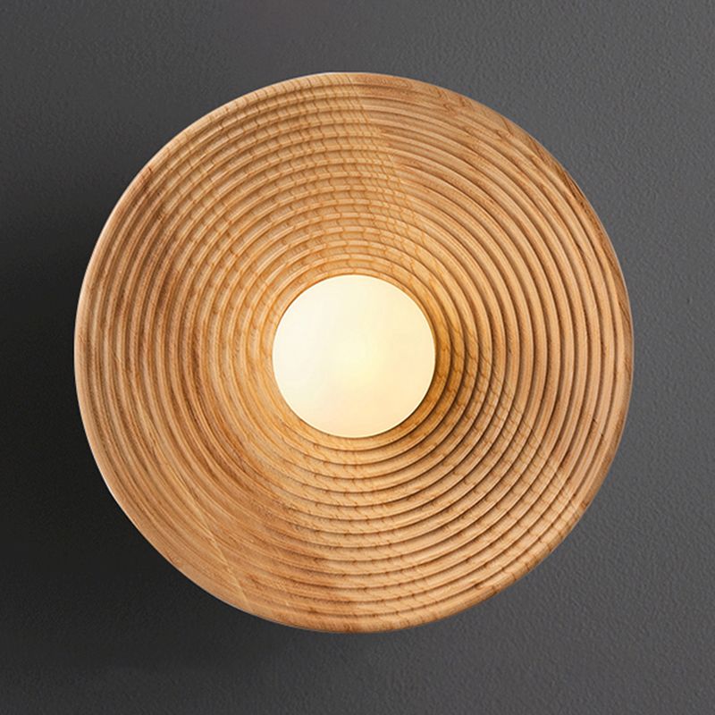 Modern Simple Wooden Wall Light Circle Shape Wall Lamp for Living Room