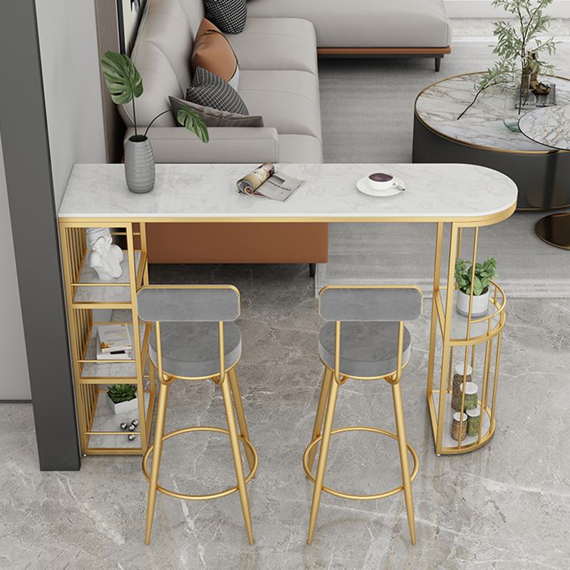 Contemporary Bar Pub Table Set 1/2/3 Pcs Stone Bar Table and Upholstered Stools