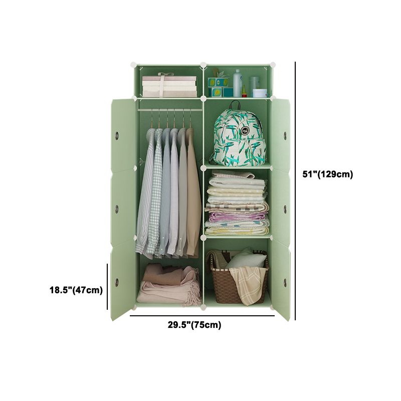 Modern Style Wardrobe Green Colour Plastic Bedroom Wardrobe Closet