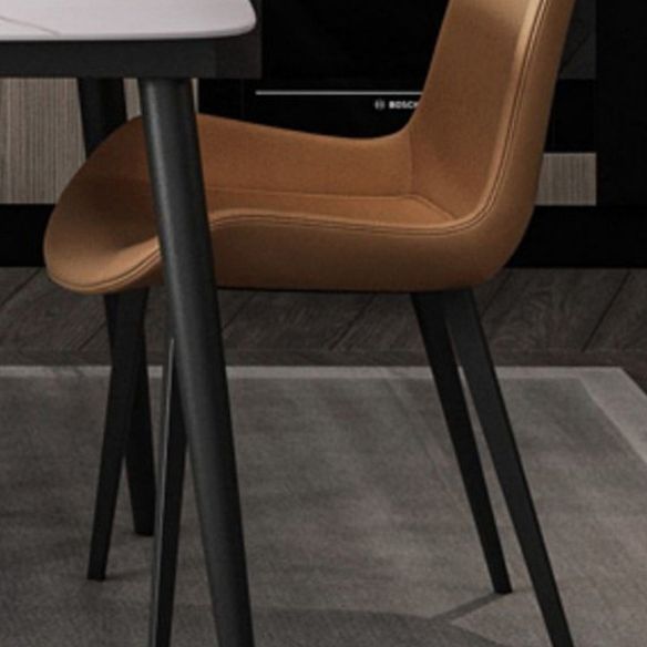 Table à manger en pierre fritrée de style moderne avec table de forme de rectangle blanc et base de 4 jambes