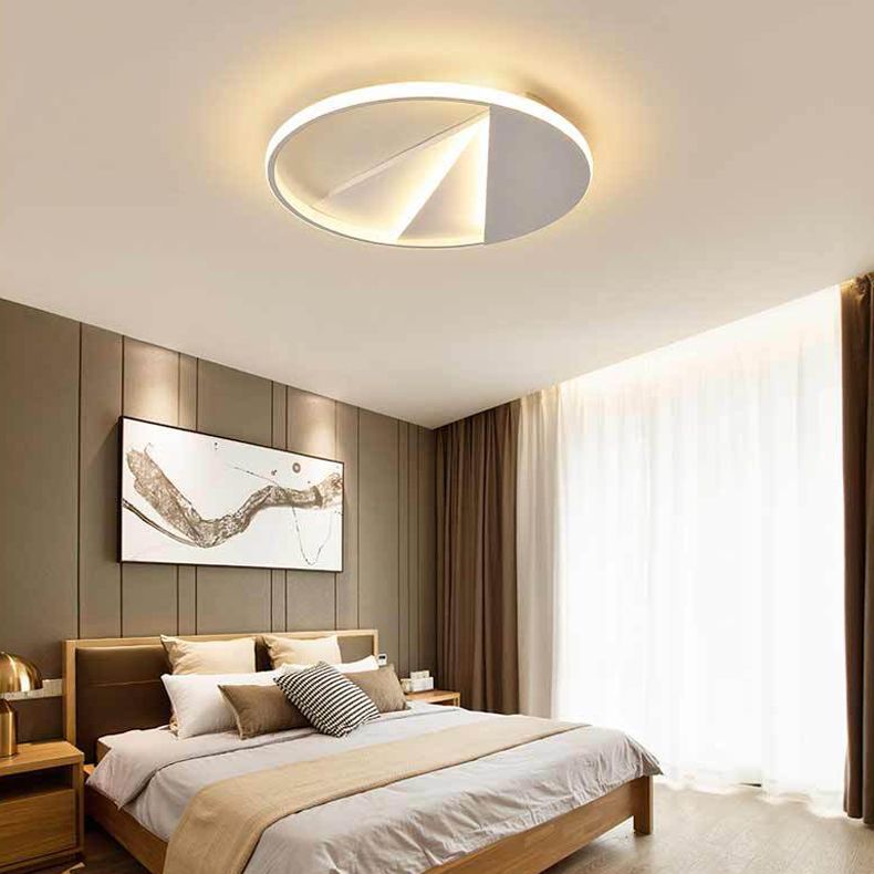 White Aluminum Acrylic Ceiling Lights Flush Mount Modern 18"/21.5" Round Flush Light in Warm/White for Bedroom