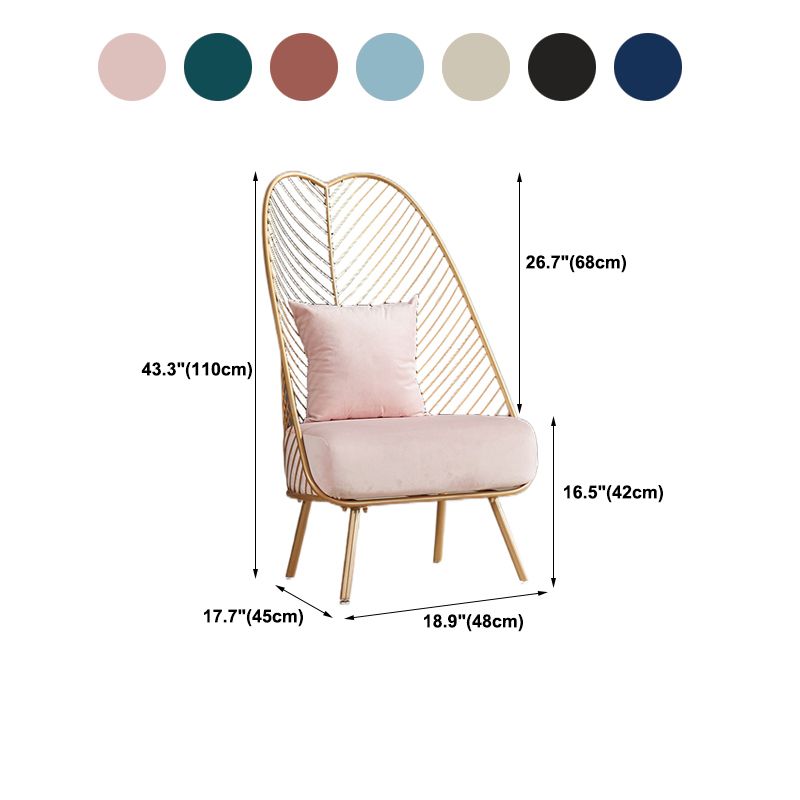 Glam Style Armless with Pillow Back Cushioned Metal Base Accent Chair