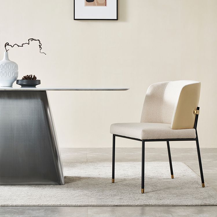 Modern Kitchen 1/5 Pcs Dining Set with White Marble Dining Table and Padded Chairs