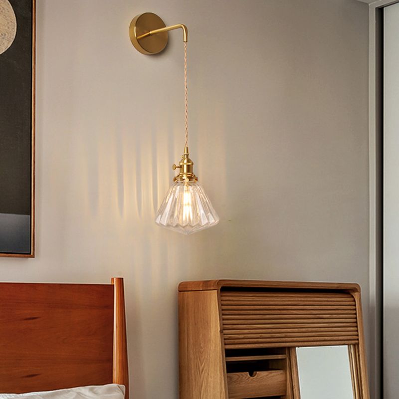 Modern Style Glass Shade Wall Light Sconce Creative Wall Light Fixture for Bedroom