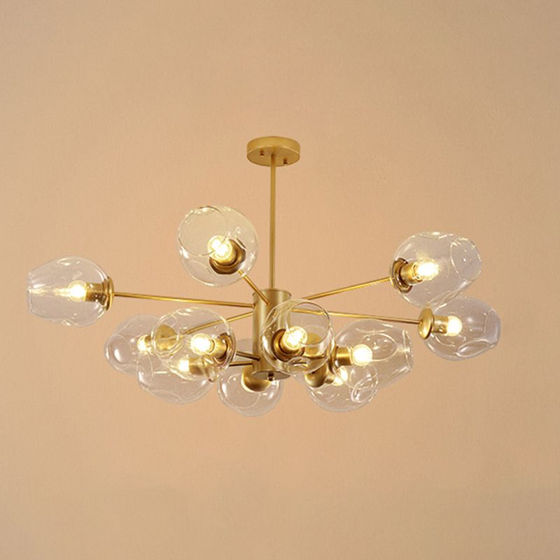 Starburst Chandelier Light Fixture Modern-Style Glass Living Room Ceiling Chandelier in Gold