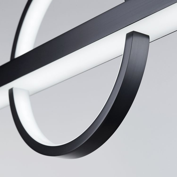 Minimalism Hanging Light Linear Island Light Fixture in Black for Dining Room