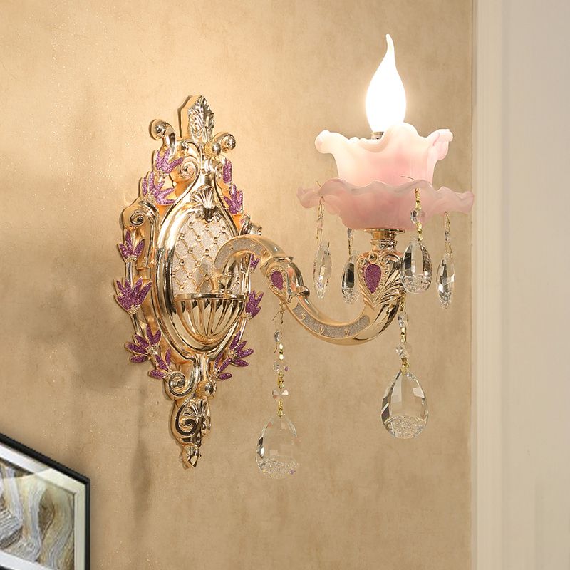 Candela da letto da letto SCONCE LIGHT LIGHT Vintage Cristallo trasparente 1/2 teste Gold Wall Lighting Freet