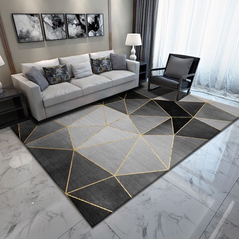 Multi Color Trendy Rug Cotton Blend Geometric Indoor Rug Non-Slip Back Easy Care Area Carpet for Bedroom