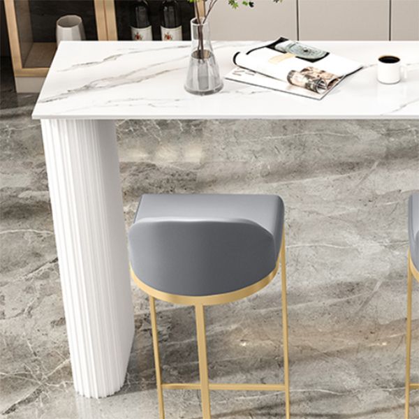 Glam Bistro Set 1/3 Pieces White Colour Stone Bar table with Upholstered Stools