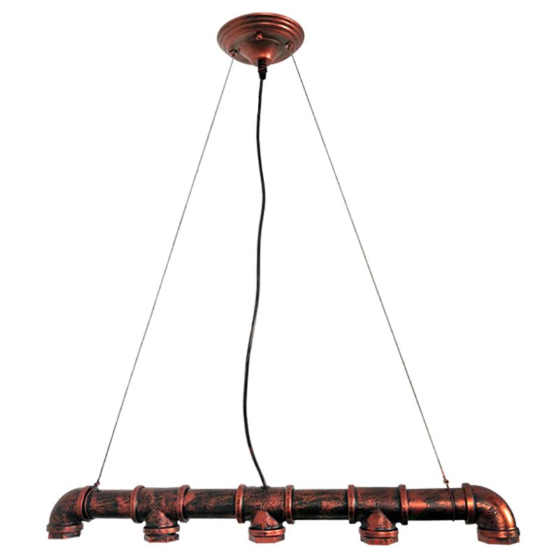 Metal Rust Island Lighting Fixture Water Pipe Industrial Chandelier Light Fixture