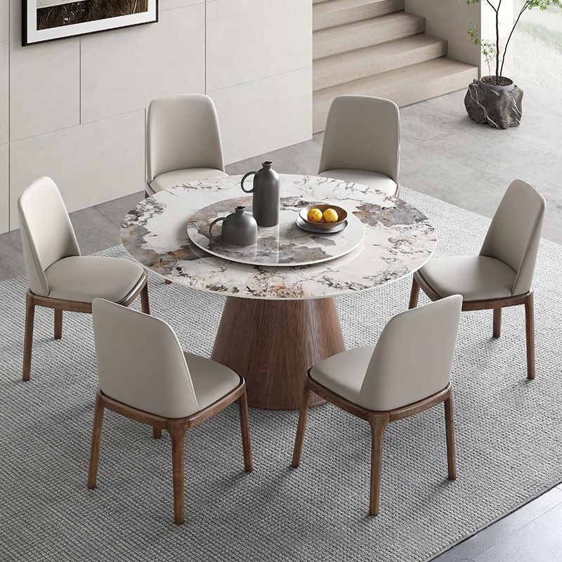 Modern 1/4/5/7 Pieces Dining Sintered Stone Dining Table Set for Kitchen with Wood Legs
