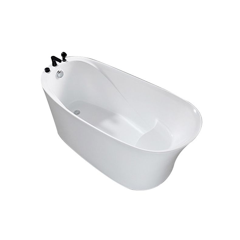Oval Slipper Soaking Bathtub Modern Acrylic Freestanding Bathtub in White