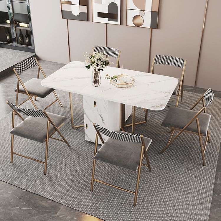 Rectangle Contemporary Sintered Stone Dining Room Set Foldable Dining Furniture for Restaurant