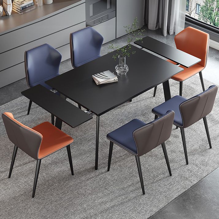 Industrial Rectangle Shape Table Black Sintered Stone Dining Table with 4 Legs Base