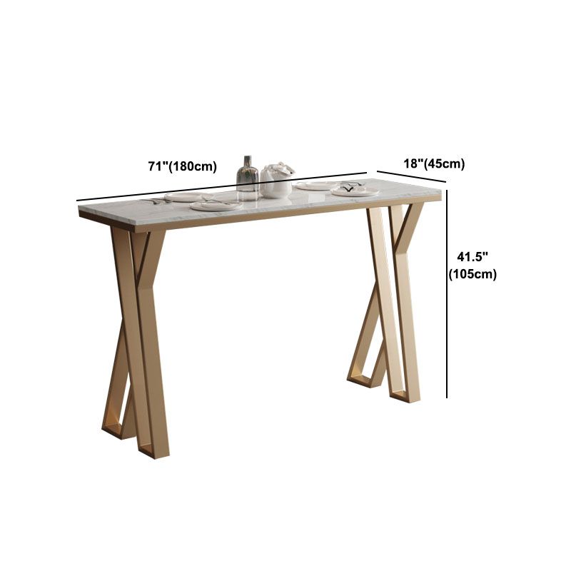 Glam 1/2/5 Pieces Bar Table Set Rectangle Stone Bar Table with Metal High Stools