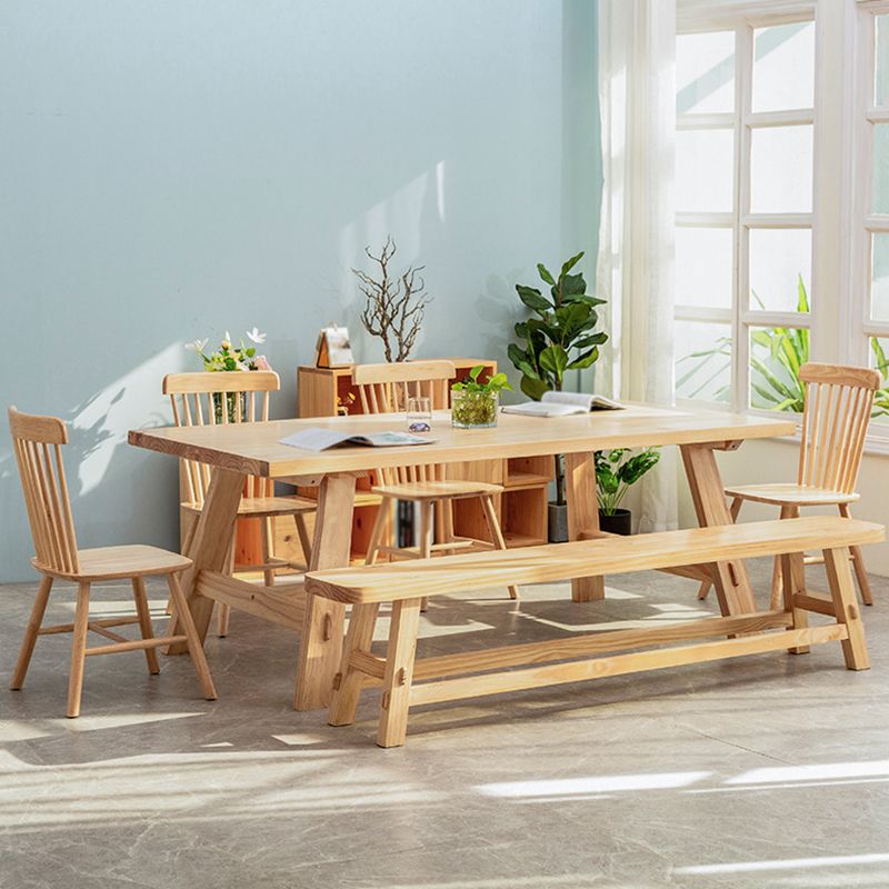 Rectangle Dining Table Contemporary Style Solid Wood Dinner Table for Home Kitchen